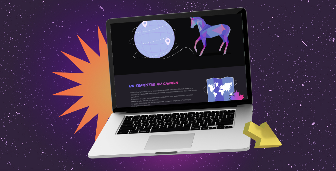 Ordinateur avec des illustrations dessus