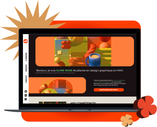 ordinateur avec un site portfolio